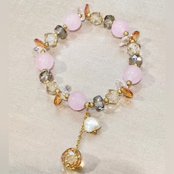 Pink Gold Swarovski Beaded Bracelet - Picture 8 of 8